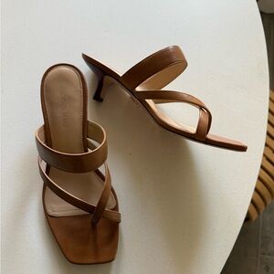 Women's Brown Strappy Kitten Heel Sandals